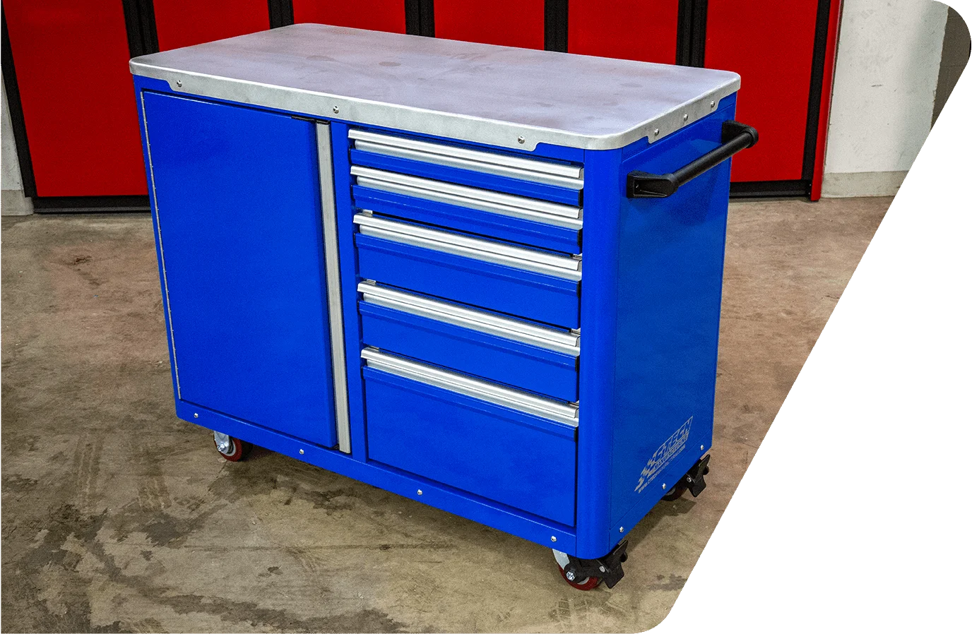 Custom Blue Caster Cart Toolbox in Workshop