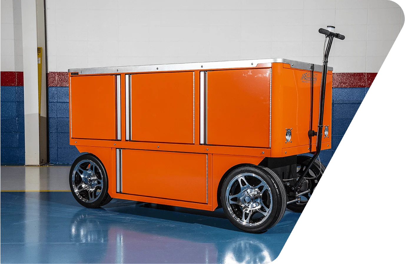Orange Worktop Cart in Workshop