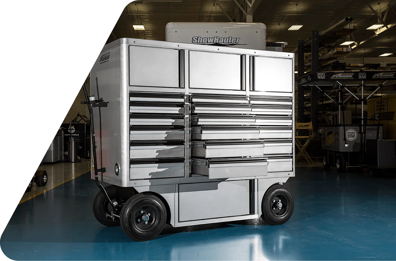 Grey Sportsman Cart with Drawers Open